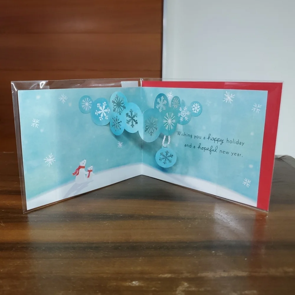 Holiday Mini Greeting Card Paper Wonder Family Polar Bear Snow Christmas Hallmar